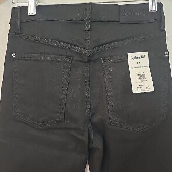 NWT Splendid women's High Waist Slim Kick Crop Ankle Straight Black  Jeans US 28 - Picture 4 of 9
